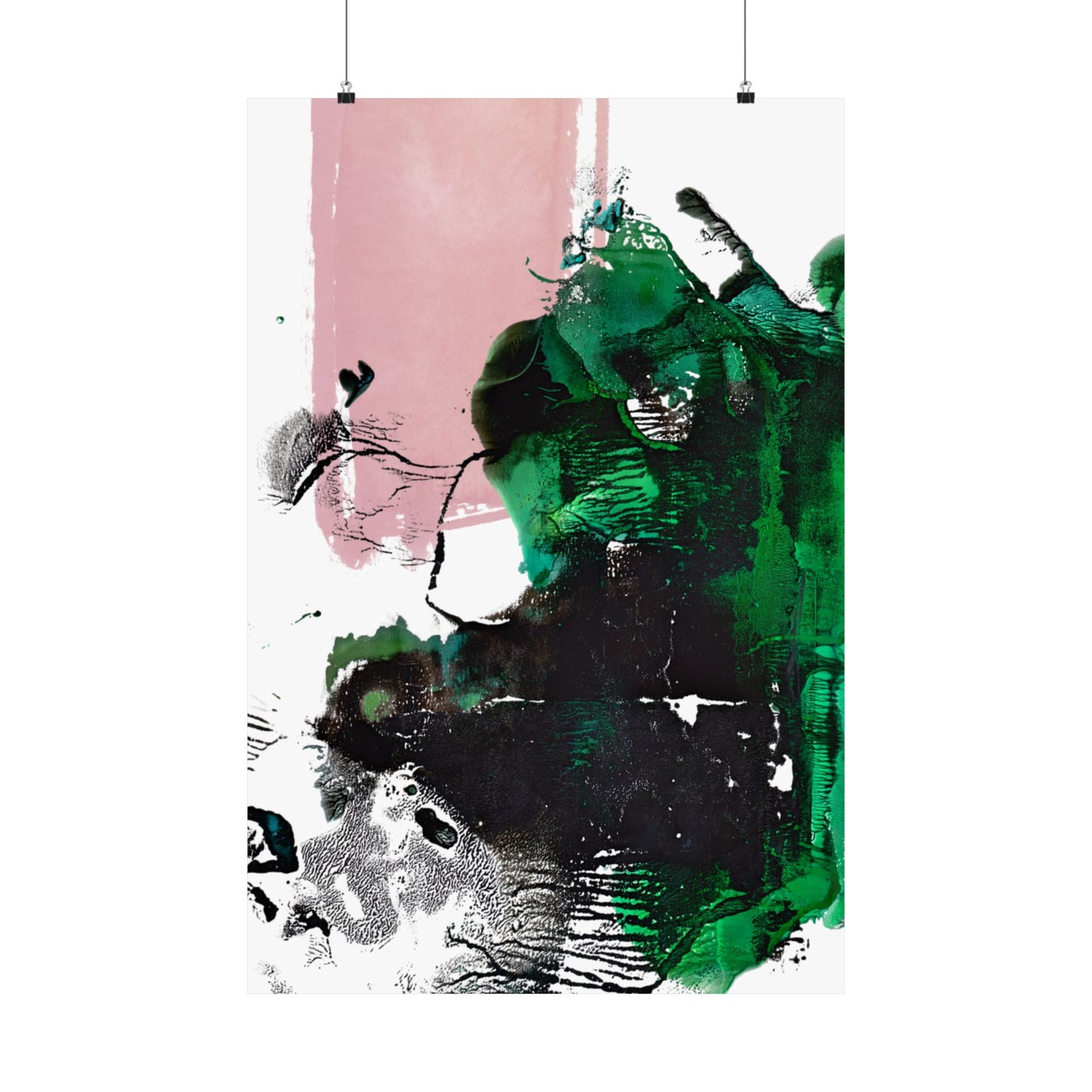 Jax Modern Abstract Acrylic Green, Black, and Pink Digital Art Print - The Mood Room By Viddy Pop Art Prints