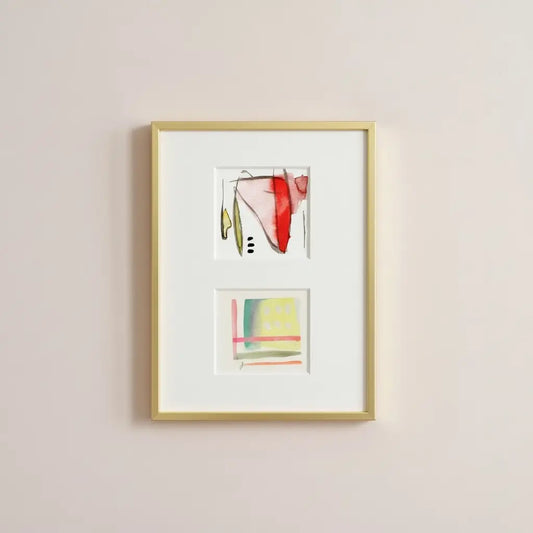 Green and Pink Geometric Abstract (9.5 x 9.5 cm) - The Mood Room By Madison Viddy Pop Art Prints