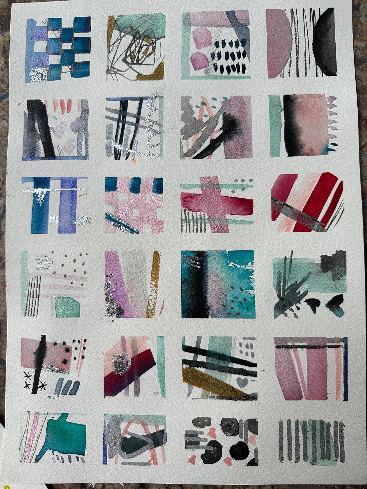 “Tidal Shift" – Original Miniature Abstract Watercolor Art (3x3") - The Mood Room By Madison Viddy Pop Art Prints