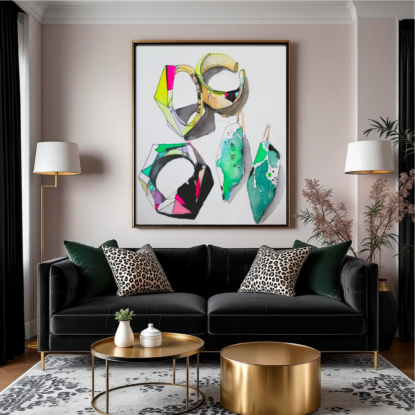 Geometric Jewelry Watercolor Art Print - The Mood Room By Viddy Pop Art Prints