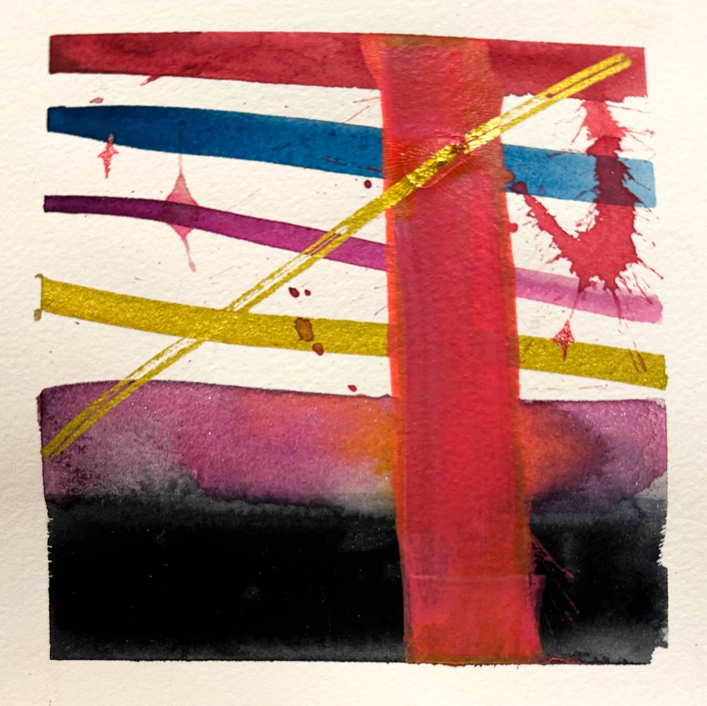 Color Study Deep Magenta Abstract Watercolor Mini Painting - The Mood Room By Madison Viddy Pop Art Prints
