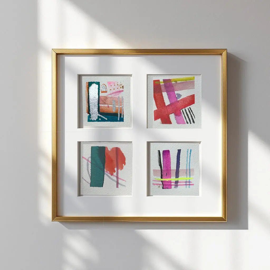 Intersecting Moments" – Original Miniature Abstract Watercolor Art (3x3") The Mood Room By Madison Viddy Pop Art Prints