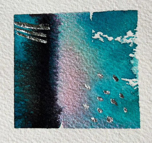 “Tidal Shift" – Original Miniature Abstract Watercolor Art (3x3") - The Mood Room By Madison Viddy Pop Art Prints