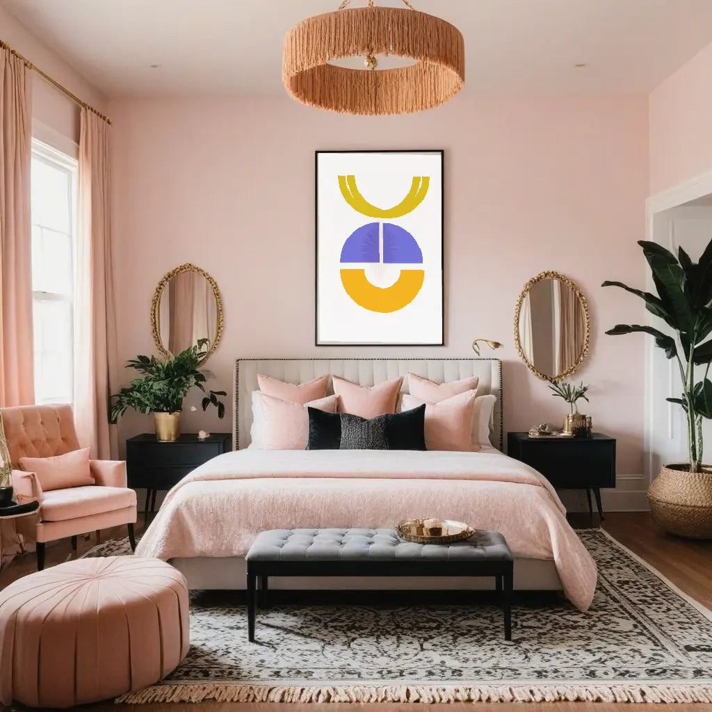 Yellow Gold & Blue Geometric Mod Shapes Art Print - The Mood Room By Viddy Pop Art Prints