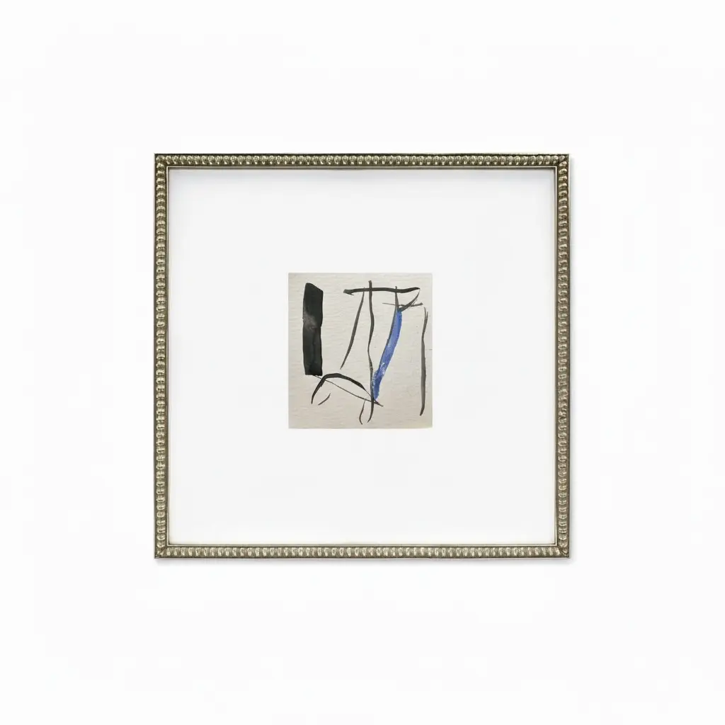Ink and Blue Line Study Abstract Watercolor (9.5 x 9.5 cm) - The Mood Room By Madison Viddy Pop Art Prints