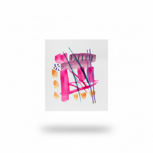 Pink Structured Abstract Mini Watercolor Painting - The Mood Room By Madison Viddy Pop Art Prints