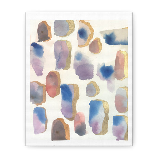 Geodes Canvas Print - Watercolor Abstract Geodes Pink Blue Gold Soft Abstract Hues