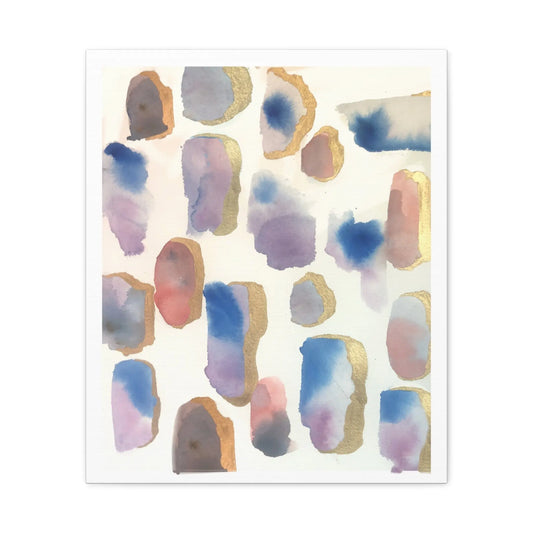 Geodes Canvas Print - Watercolor Abstract Geodes Pink Blue Gold Soft Abstract Hues - The Mood Room By Viddy Pop Art Prints