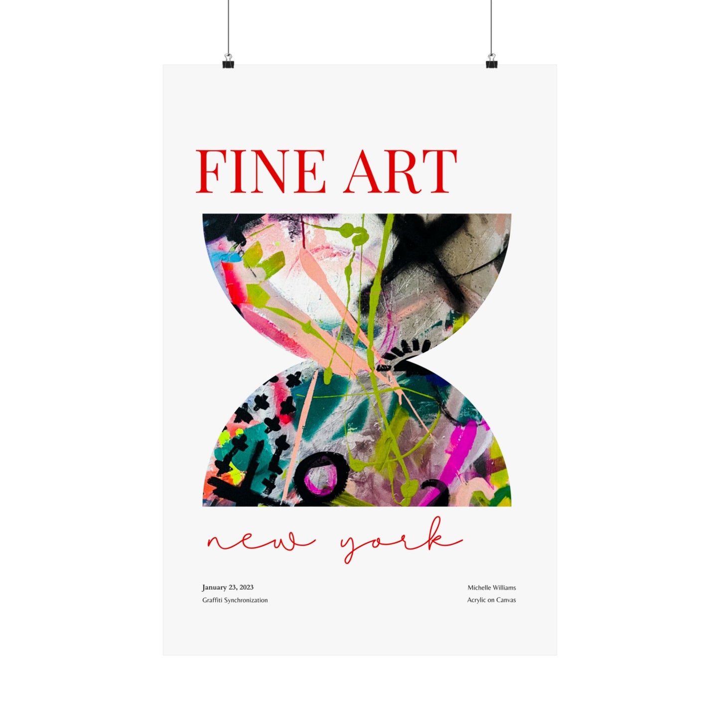 Vertical Poster Print - Original Painting by Michelle Williams with Graffiti Look