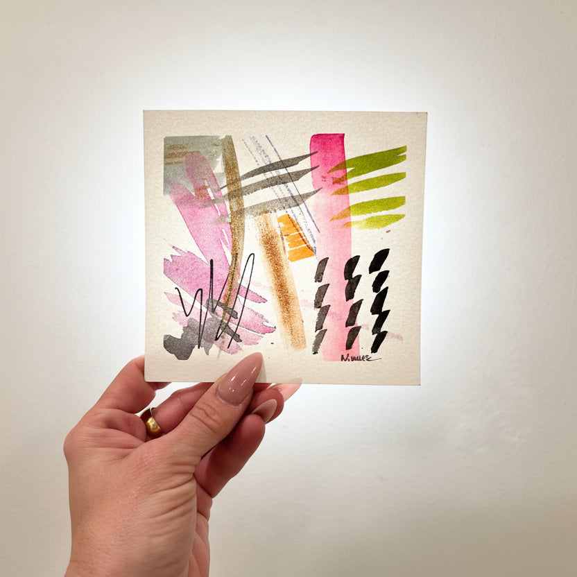 Copper Craze – Mini Abstract Watercolor | 4.5” x 5” Original Painting - The Mood Room By Madison Viddy Pop Art Prints