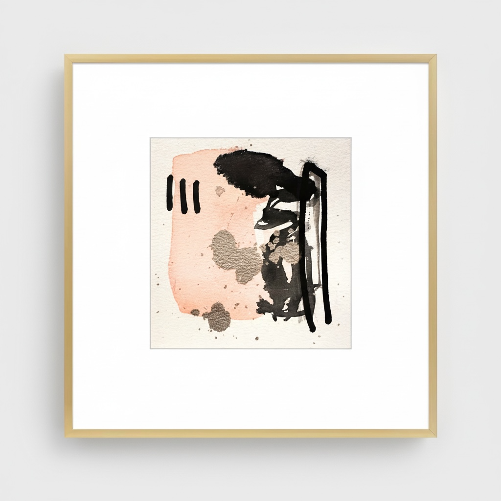 Neutral Blush and Black Abstract Watercolor (12 x 13.5 cm) - The Mood Room By Madison Viddy Pop Art Prints