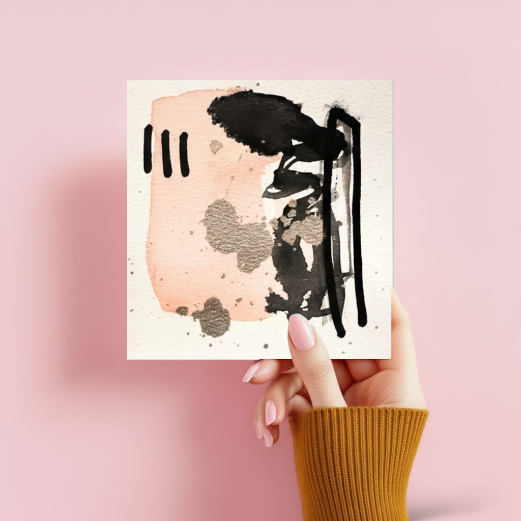 Neutral Blush and Black Abstract Watercolor (12 x 13.5 cm) - The Mood Room By Madison Viddy Pop Art Prints