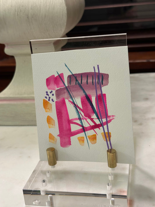 Pink Structured Abstract Mini Watercolor Painting - The Mood Room By Madison Viddy Pop Art Prints