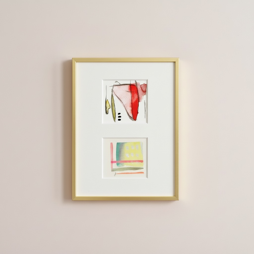 Green and Pink Geometric Abstract (9.5 x 9.5 cm) - The Mood Room By Madison Viddy Pop Art Prints