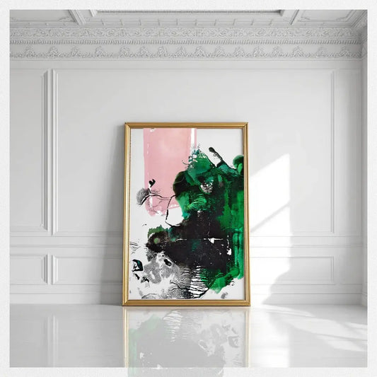 Jax Modern Abstract Acrylic Green, Black, and Pink Digital Art Print - The Mood Room By Viddy Pop Art Prints
