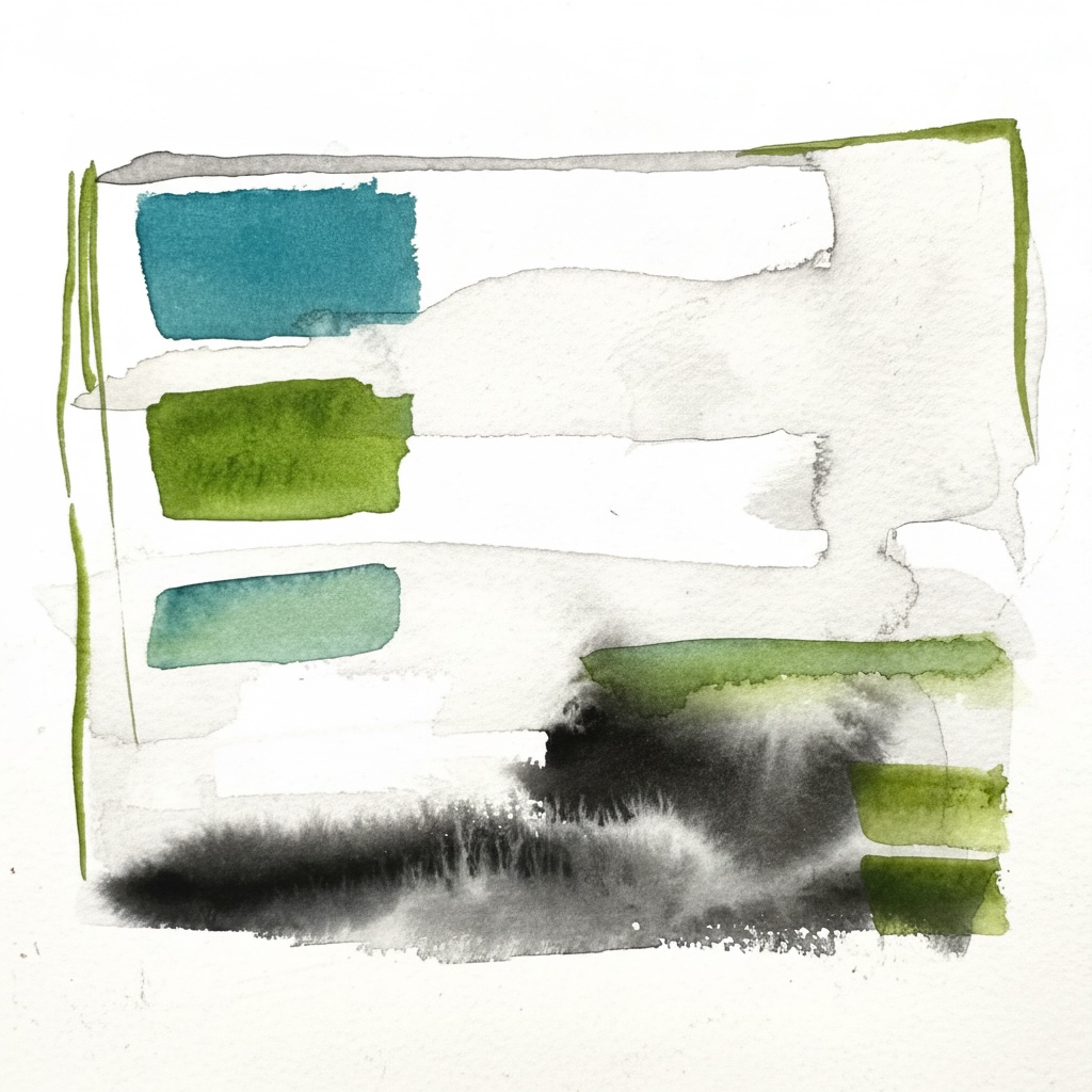Green and blue modern abstract watercolor 6x6 small tiny watercolor collection 