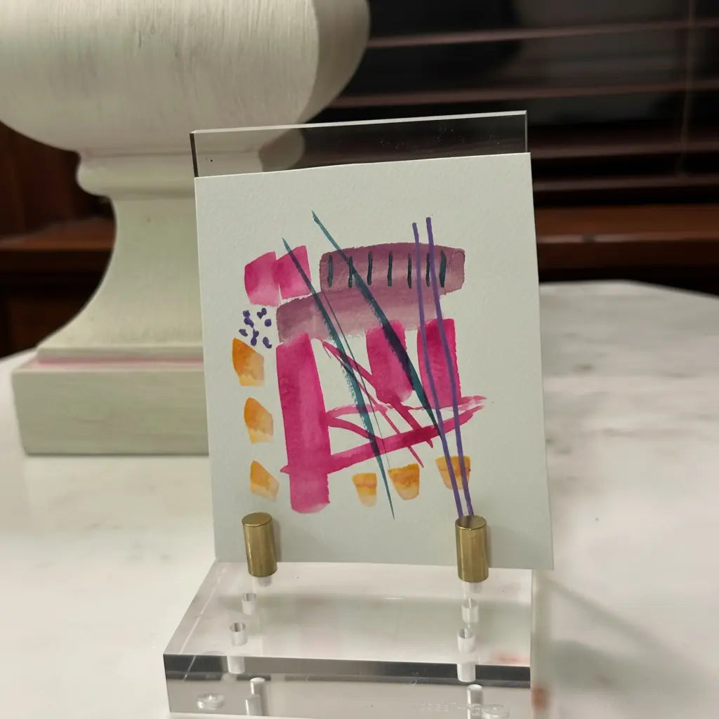 Pink Structured Abstract Mini Watercolor Painting - The Mood Room By Madison Viddy Pop Art Prints
