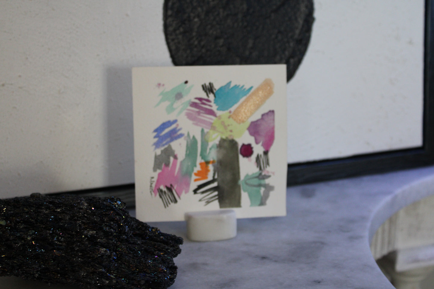 Confetti Current | Mini Abstract Watercolor Painting | 5x5 Original Modern Art - The Mood Room By Madison Viddy Pop Art Prints