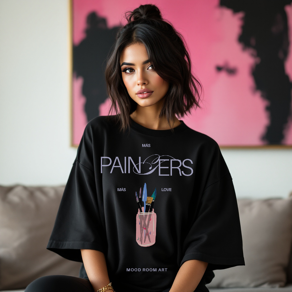 Graphic White Tee Shirt “Painters Mas Love” - The Mood Room By Madison Viddy Pop Art Prints