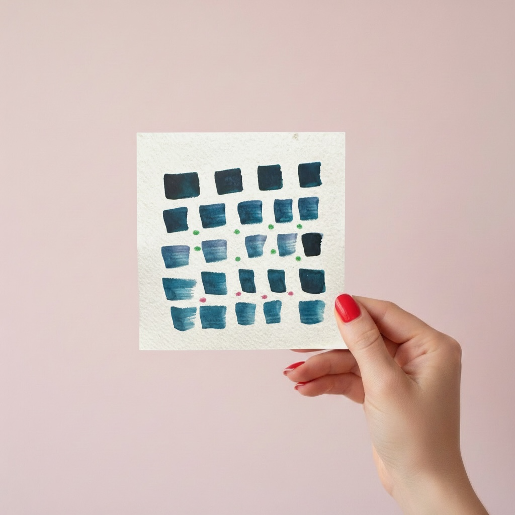 Blue Grid Study Abstract Watercolor (11 x 10 cm) - The Mood Room By Madison Viddy Pop Art Prints