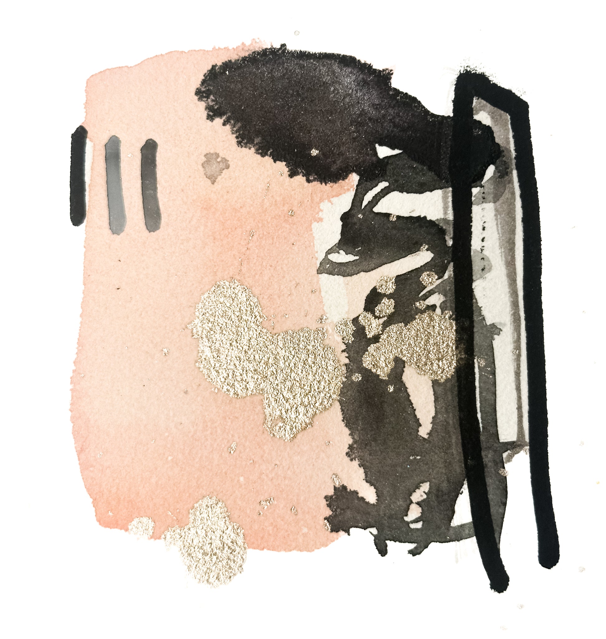 Neutral Blush and Black Abstract Watercolor (12 x 13.5 cm) - The Mood Room By Madison Viddy Pop Art Prints