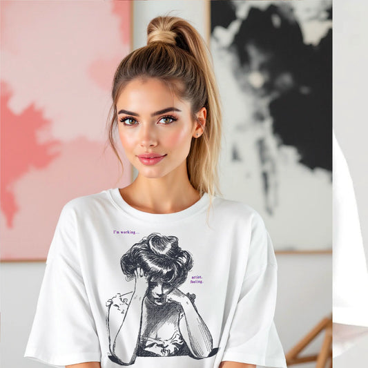 Graphic White Tee Shirt “Artists Feel” - The Mood Room By Madison Viddy Pop Art Prints