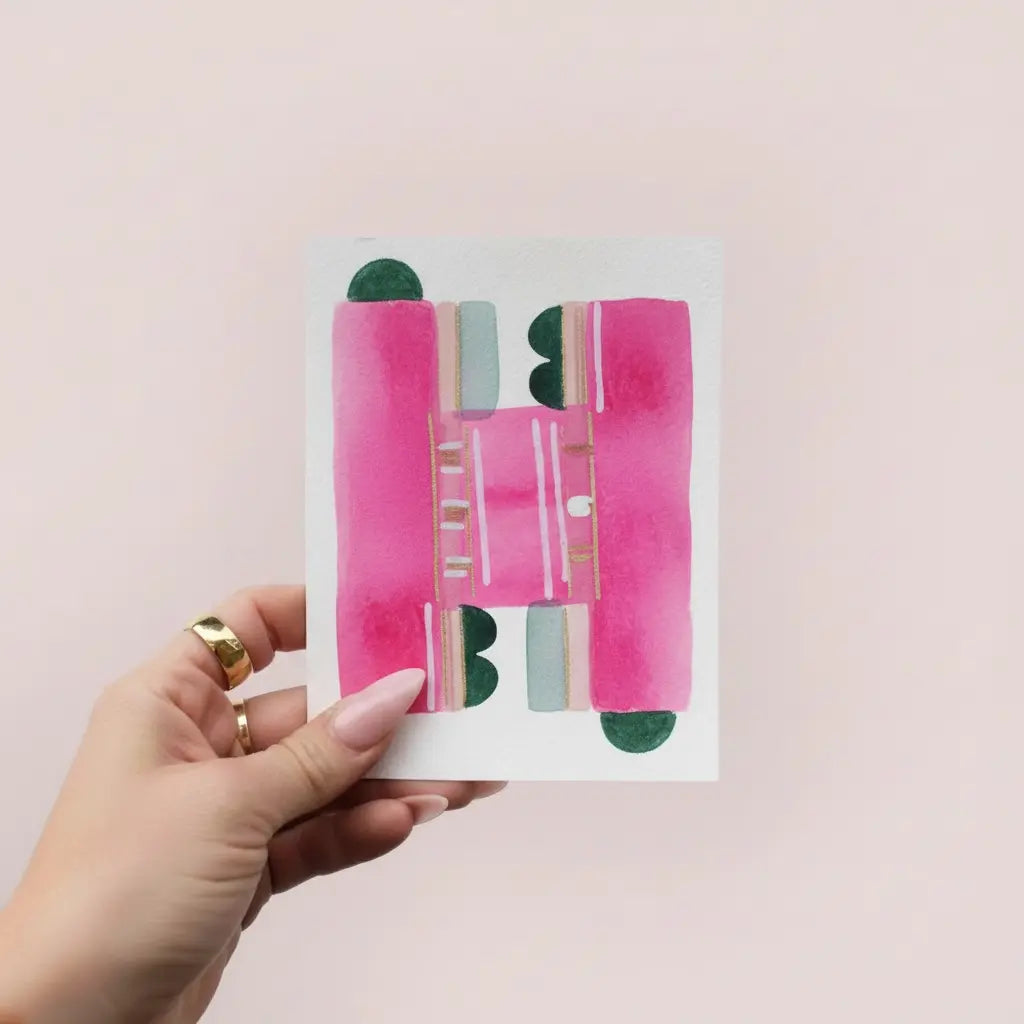 Blush Geometry – Mini Abstract Watercolor Painting (5.5” x 5.5”) Original Modern Pink Wall Art - The Mood Room By Madison Viddy Pop Art Prints mini watercolor pink watercolor pink sabstract 
