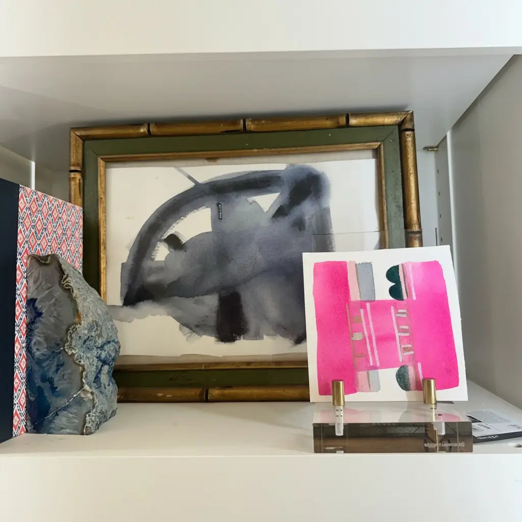 Blush Geometry – Mini Abstract Watercolor Painting (5.5” x 5.5”) Original Modern Pink Wall Art - The Mood Room By Madison Viddy Pop Art Prints pink abstract watercolor painting mini watercolor