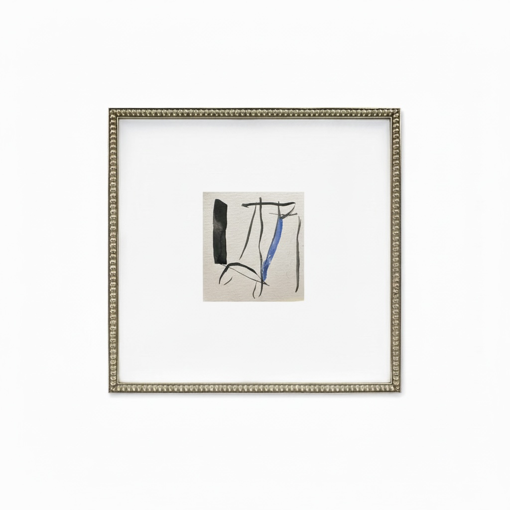 Ink and Blue Line Study Abstract Watercolor (9.5 x 9.5 cm) - The Mood Room By Madison Viddy Pop Art Prints