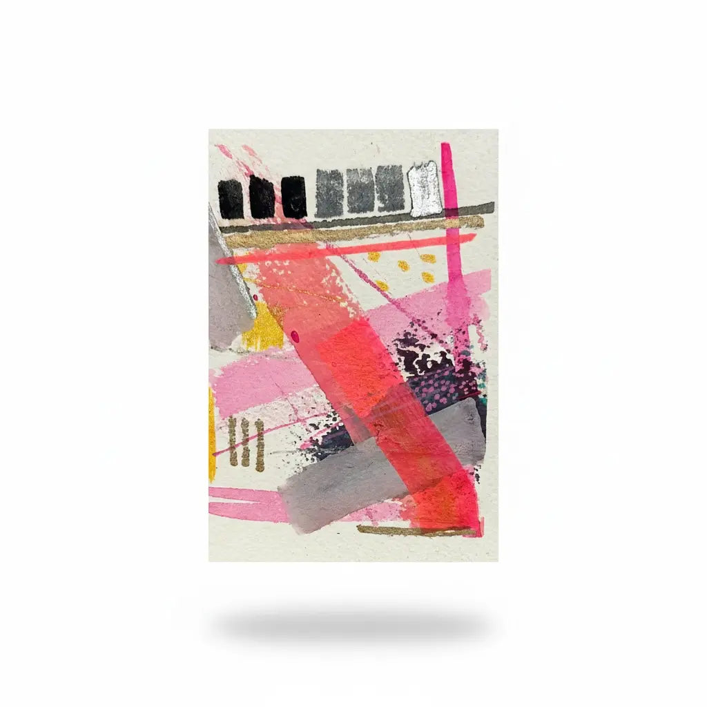 Riz Raz Abstract Mini Watercolor  Painting Modern Colorful Wall Art Original - The Mood Room By Madison Viddy Pop Art Prints
