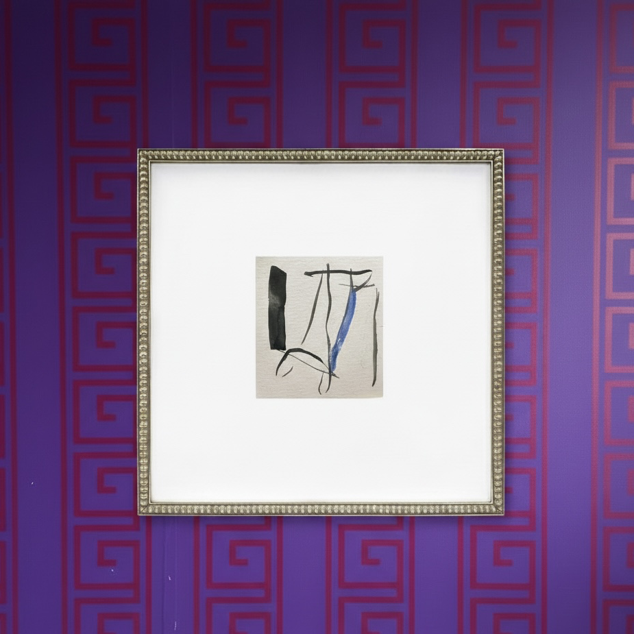 Ink and Blue Line Study Abstract Watercolor (9.5 x 9.5 cm) - The Mood Room By Madison Viddy Pop Art Prints