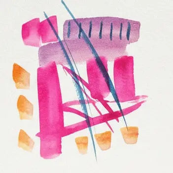 pink watercolor abstract mini watercolor painting with abstract design on a white background